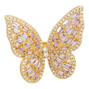 Gold rhinestone butterfly ring